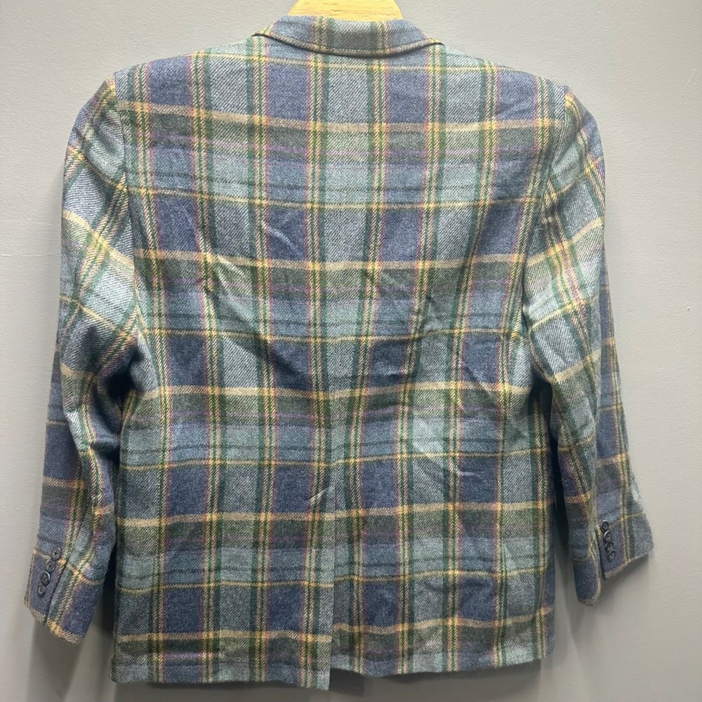 Maus & Hoffman Mens 44R Plaid Sport Coat Blazer Blue Green Made in Canada 2111 - Picture 6 of 7